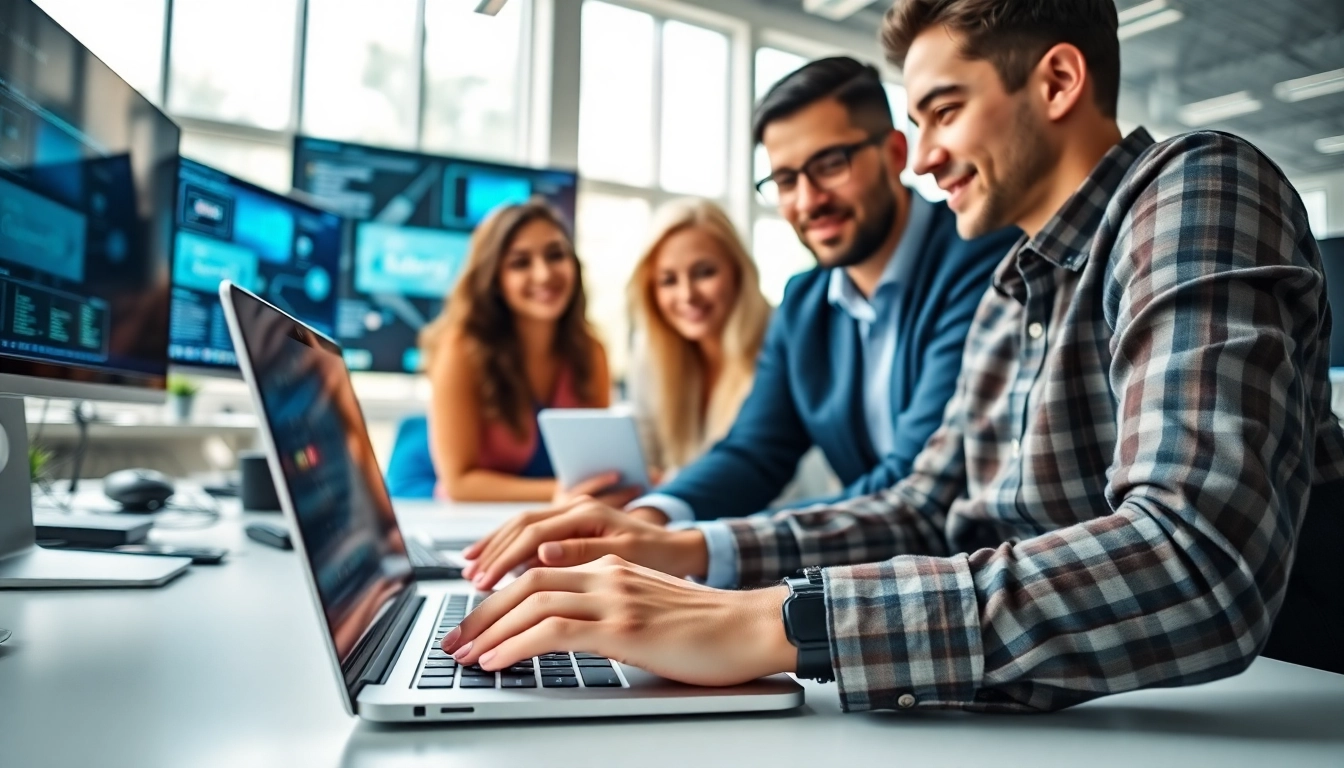 Showcasing IT Helpdesk Solutions in a collaborative modern office environment.