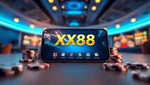 Experience the thrill of online gambling at XX88 with a modern interface showcasing exciting games and secure features.