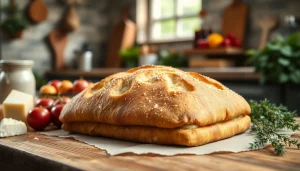 Kaasdoek gepresenteerd in een sfeervolle keuken met kaas en verse ingrediënten.