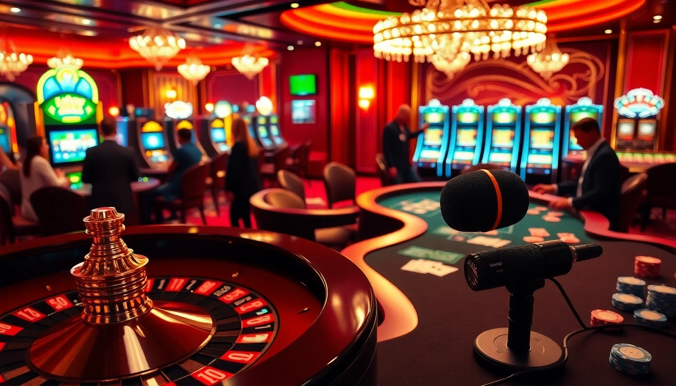 Gamblers placing bets at a luxury casino with a Shure MV88 microphone capturing the excitement.