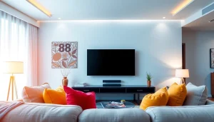 Experience the vibrant TV88 entertainment setup in a modern living room with stylish decor.