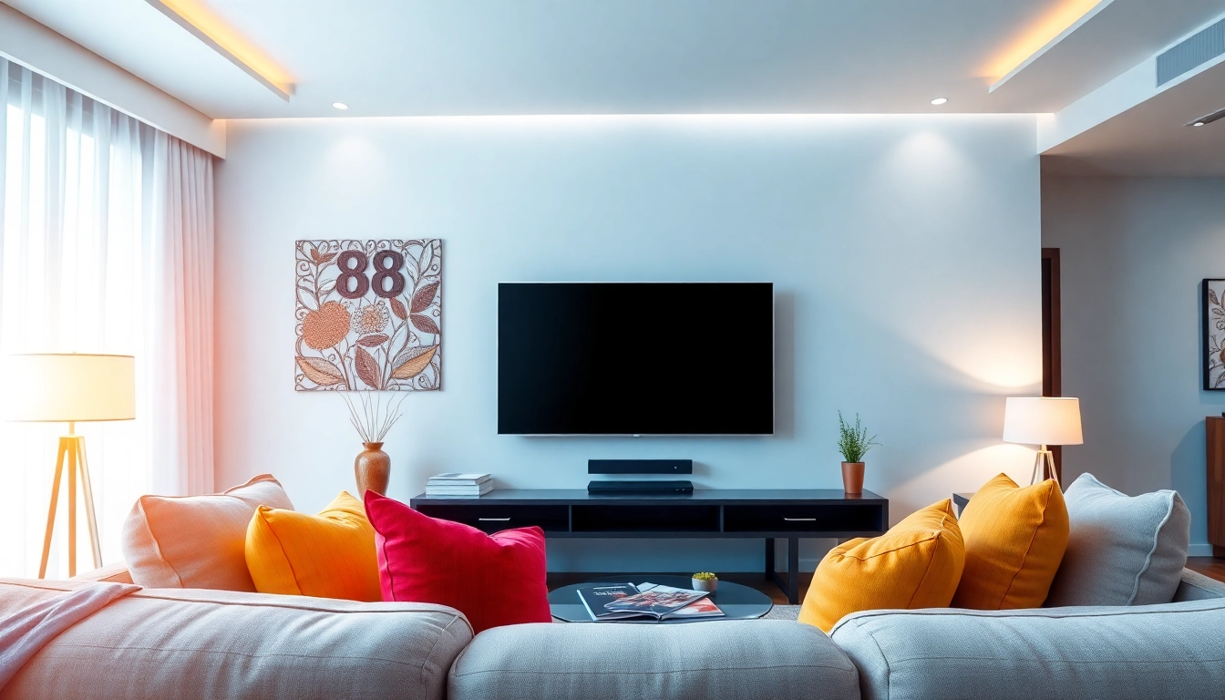 Experience the vibrant TV88 entertainment setup in a modern living room with stylish decor.