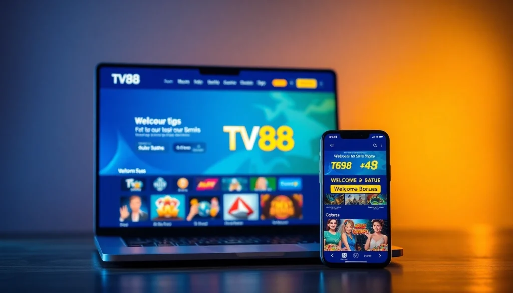 TV88 online gambling interface showcasing user-friendly design and vibrant elements.