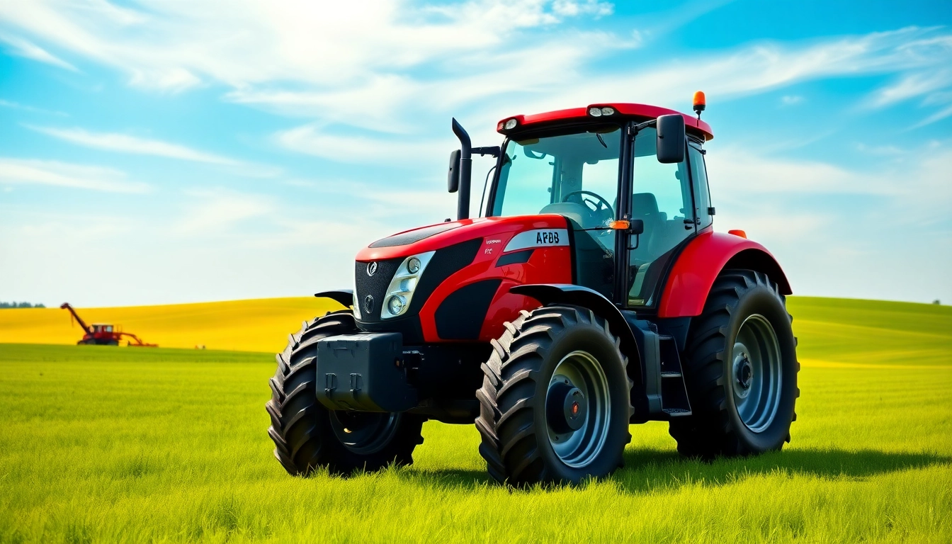 Showcasing the AF88 tractor in a vibrant field, highlighting its features and power.