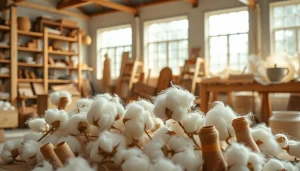 Verwerk ongebleekt katoen in een luchtige werkplaats vol natuurlijke materialen.