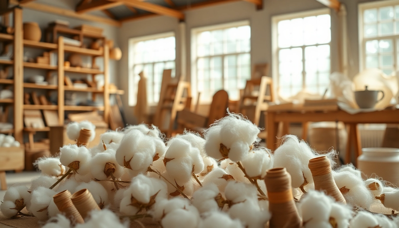 Verwerk ongebleekt katoen in een luchtige werkplaats vol natuurlijke materialen.