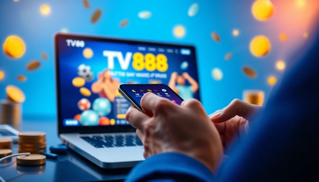 TV88 online gambling platform interface on mobile, showcasing vibrant and user-friendly design.