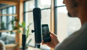 MV88 microphone capturing high-quality audio in a creative recording studio.