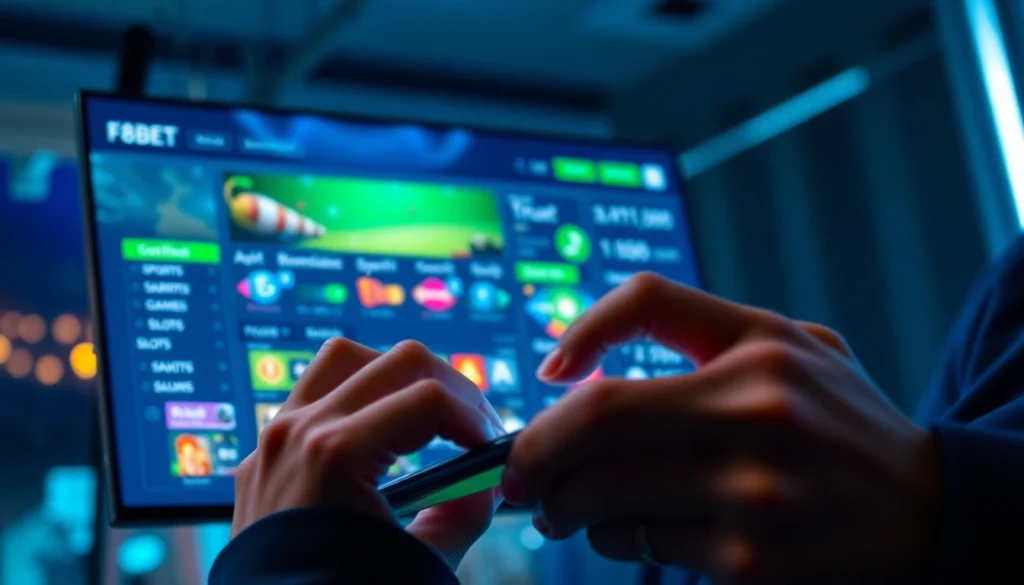 Interactive F8BET online betting interface, showcasing a vibrant gaming dashboard.