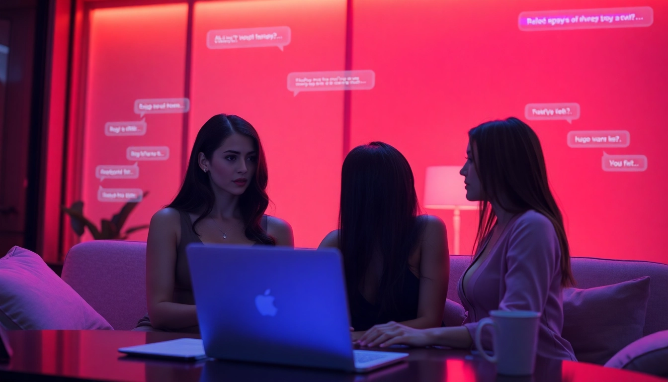 Engaging AI characters in a modern interface for ai sex chat, showcasing intimate interactions.