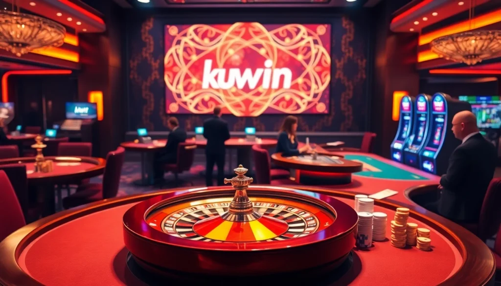 Gambling excitement with kuwin2 across stylish casino tables and virtual dealers.
