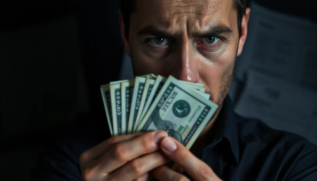 카드깡과 관련된 현금을 들고 있는 인물의 모습