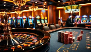 Experience the excitement at lc88.com with players engaged in thrilling casino games at luxurious tables.