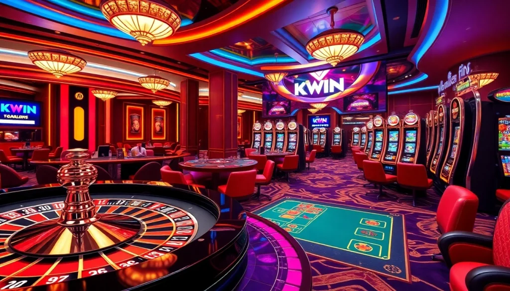 Players engaging with KKWIN's online casino games, showcasing excitement and luxury.