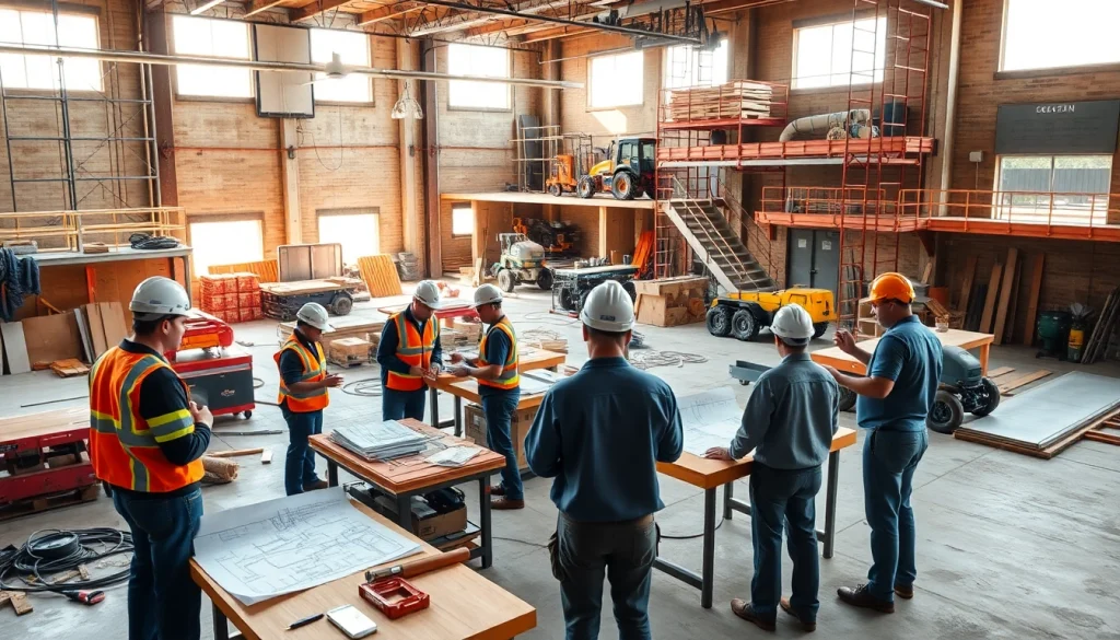 Workers engaged in the Austin construction process, showcasing teamwork and professionalism.
