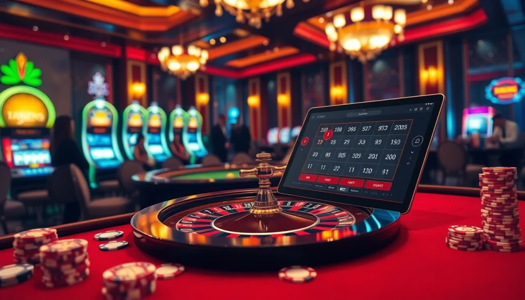 Players enjoying thrilling games of chance at a luxurious luck8 casino.