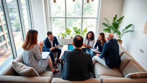 Engaging business coaching service session in a collaborative environment.