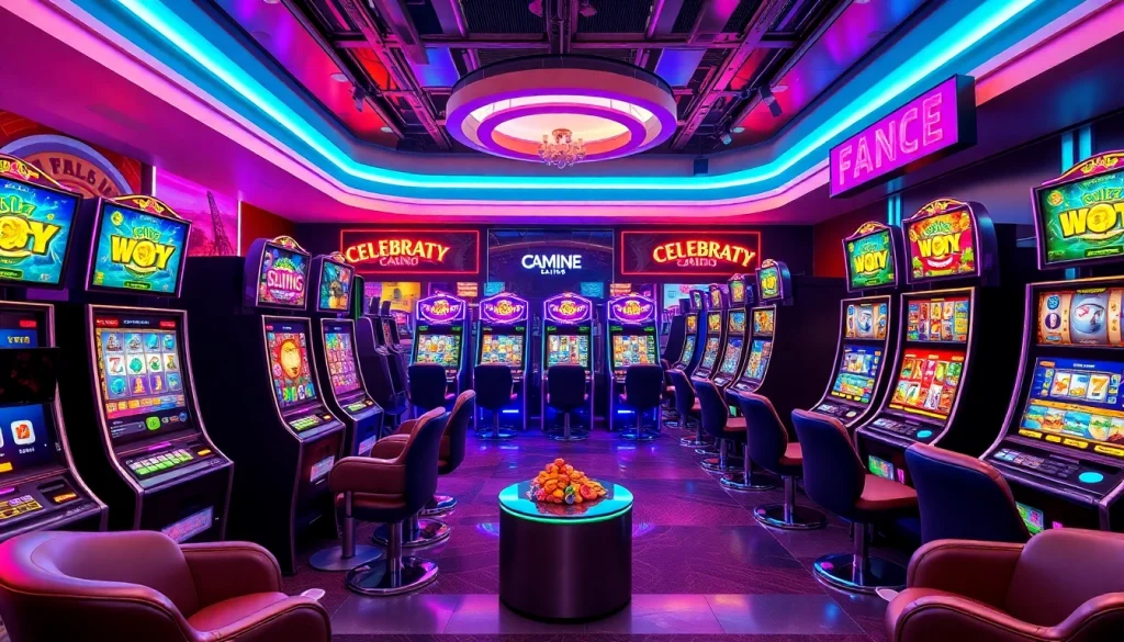 Menampilkan situs deposit 1000 dengan berbagai mesin slot di kasino modern.