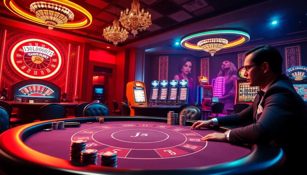 High-stakes game action at https://rr88.wales/ with players at a glamorous poker table.