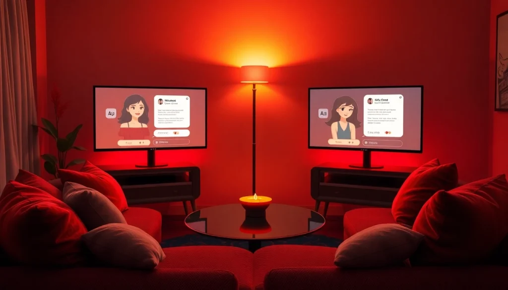 Engaging AI chat interfaces for sex chat ai in a cozy environment.