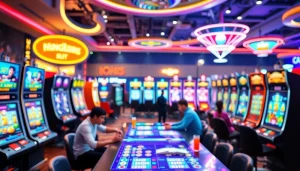 Menggambarkan pengalaman bermain walettoto di lingkungan slot online yang energik dan berwarna.