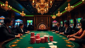 Experience excitement at https://kjc.football/ with luxurious casino visuals featuring poker and vibrant gaming elements.