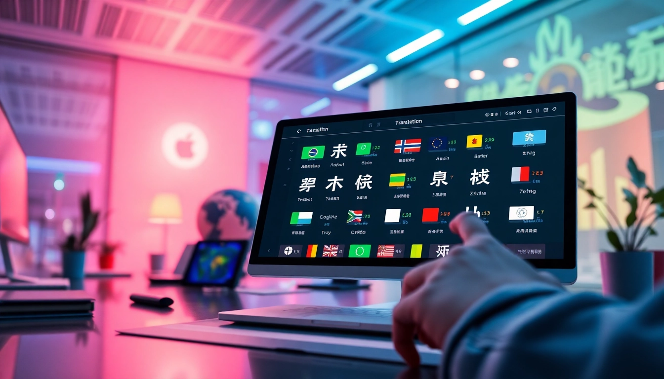 Dynamic visual of a modern workspace featuring Youdao translation, showcasing its language capabilities and user-friendly interface.