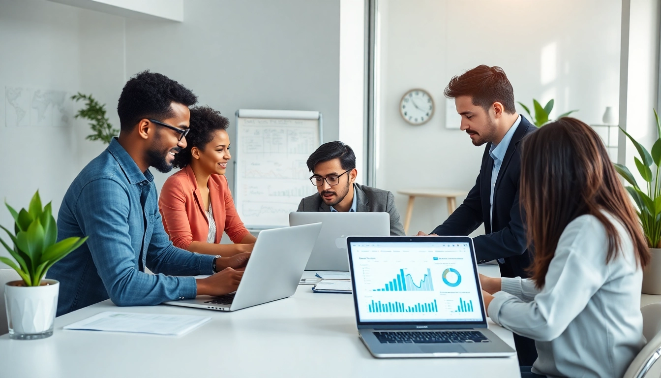 Contact data verification in a modern office setting showcasing professionals at work.