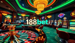 Experience the thrill of gambling with link 188bet featuring poker tables and vibrant slot machines.