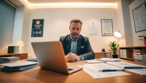 Cadre professionnel d'un traducteur assermenté à Lille traduisant des documents.