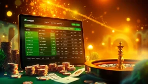 Sbobet online betting interface with vibrant casino elements and excited players.