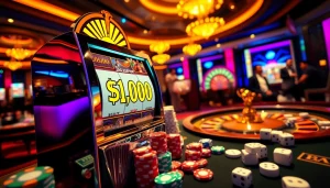 Rasakan suasana permainan slot depo 5rb yang mendebarkan dengan mesin berwarna-warni dan pemain yang antusias.