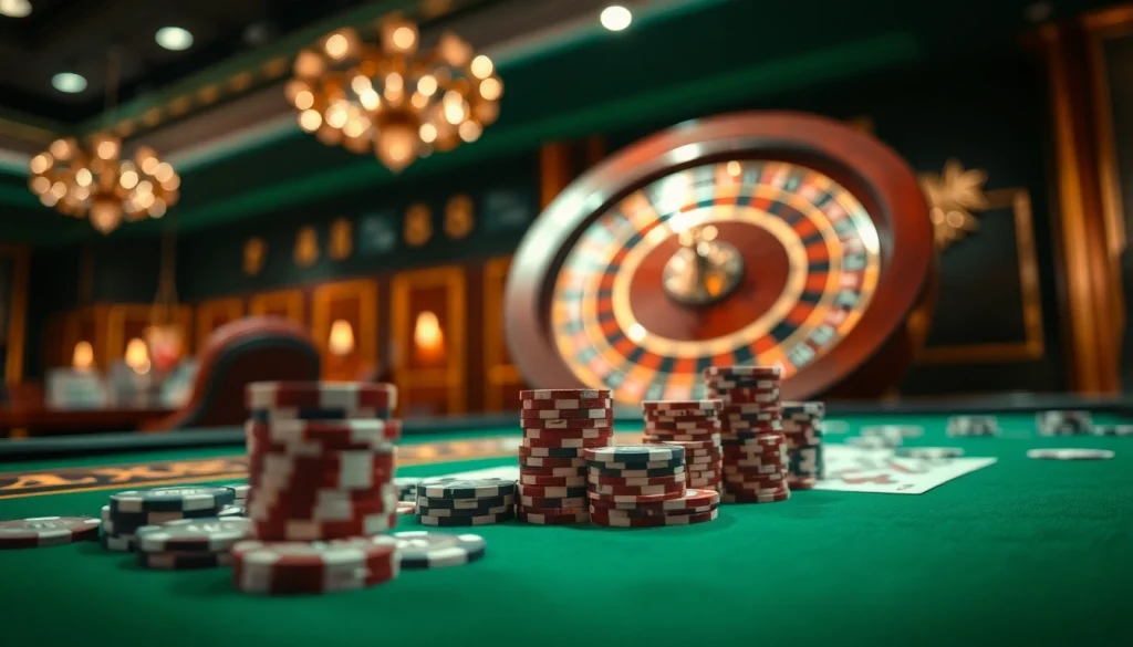 Experience thrilling gameplay at XX 88 with vibrant poker chips and a dazzling roulette wheel.