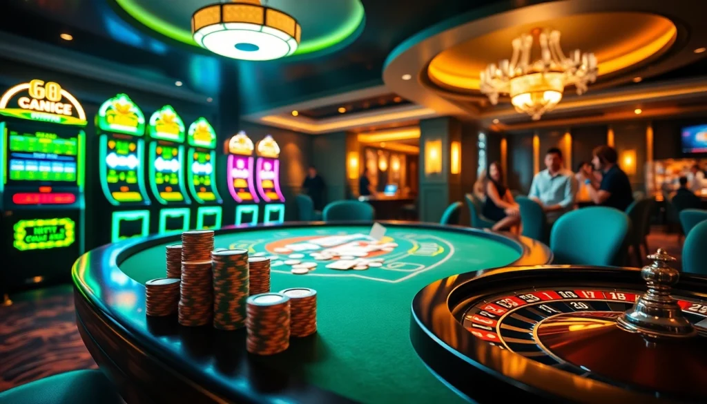 Players experience thrilling games at Go8.com casino with vibrant slots and dynamic poker action.