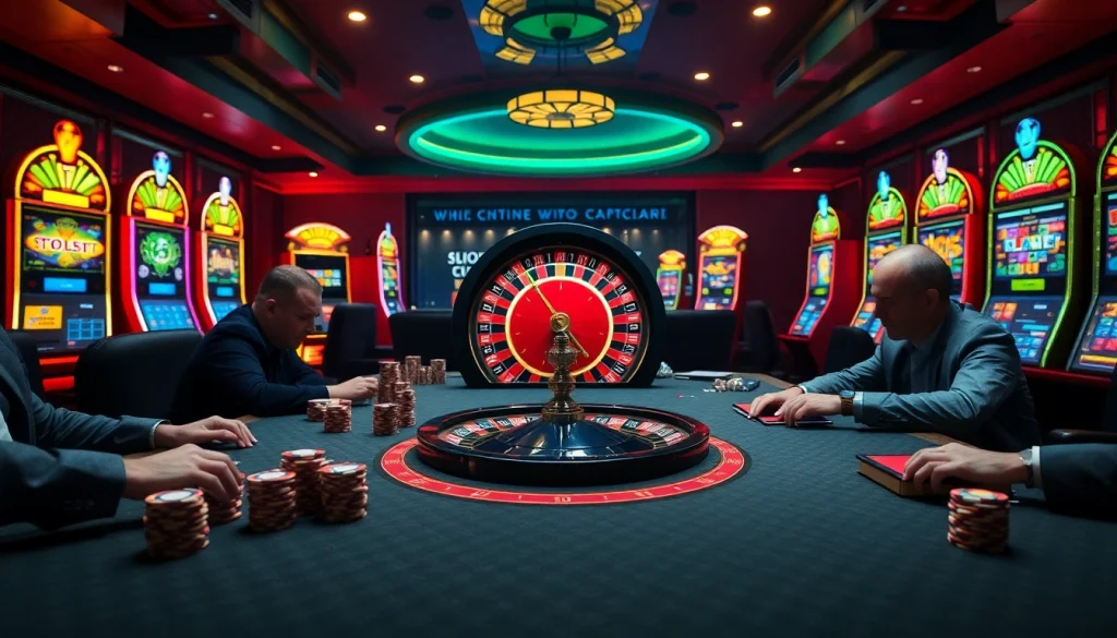 Engaging players in a luxurious casino scene featuring hidden wiki onion links for secure gambling.