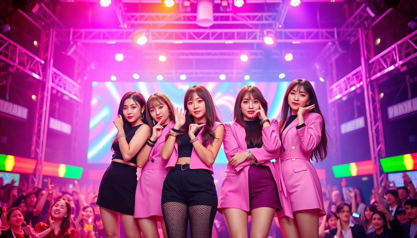 Meet the Blackpink members, Jisoo, Jennie, Rosé, and Lisa, in a vibrant stage portrait.