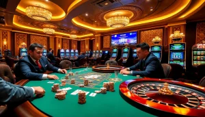 Experience a thrilling poker game at xx88 casino, featuring vibrant chips and engaged players.