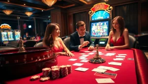 Exciting casino atmosphere at j88. com showcasing poker and high-stakes gaming.