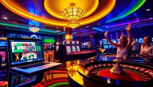 Engaging scene of gamblers enjoying the luxurious I9BET experience with vibrant gaming activities.