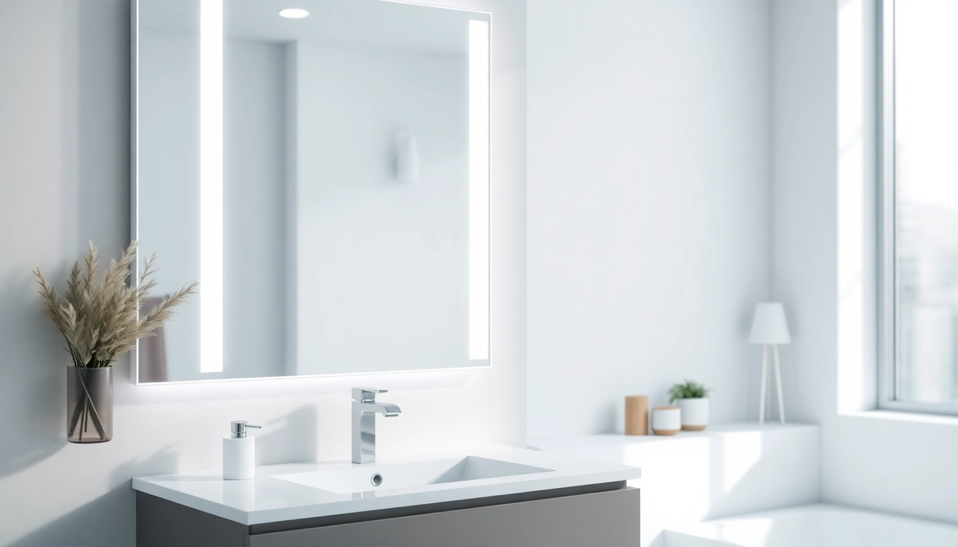 Enhance your space with a sleek mirror light mirror featuring elegant LED accents.