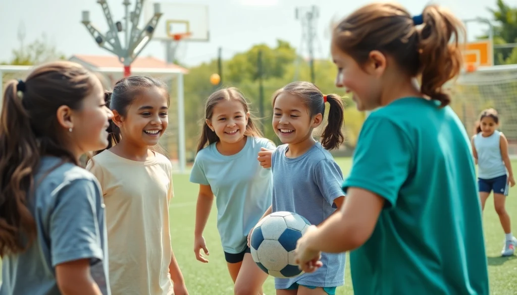 Girls participating in Multi Sports Camps for Girls, showcasing teamwork and joy in various sports.