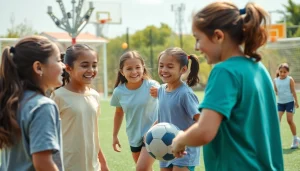 Girls participating in Multi Sports Camps for Girls, showcasing teamwork and joy in various sports.