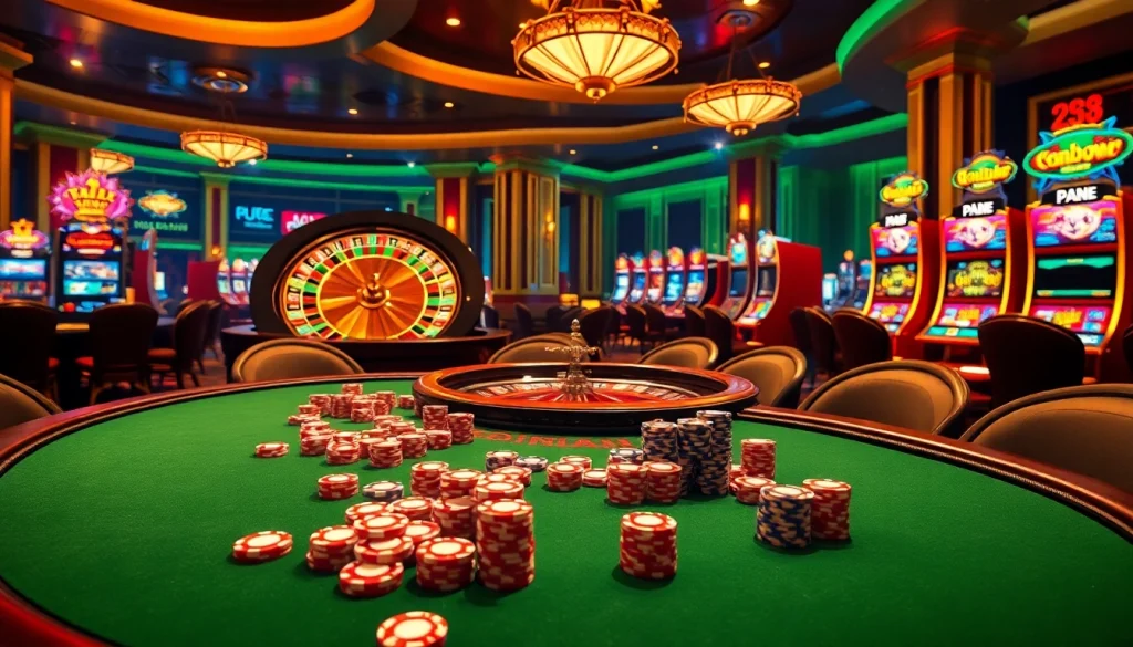 Players enjoying a lively poker game amidst luxury at a casino themed around xx88.