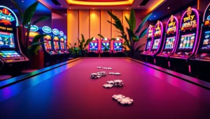 Experience the thrill of SOIBET with vibrant gambling action at a luxurious casino table setting.