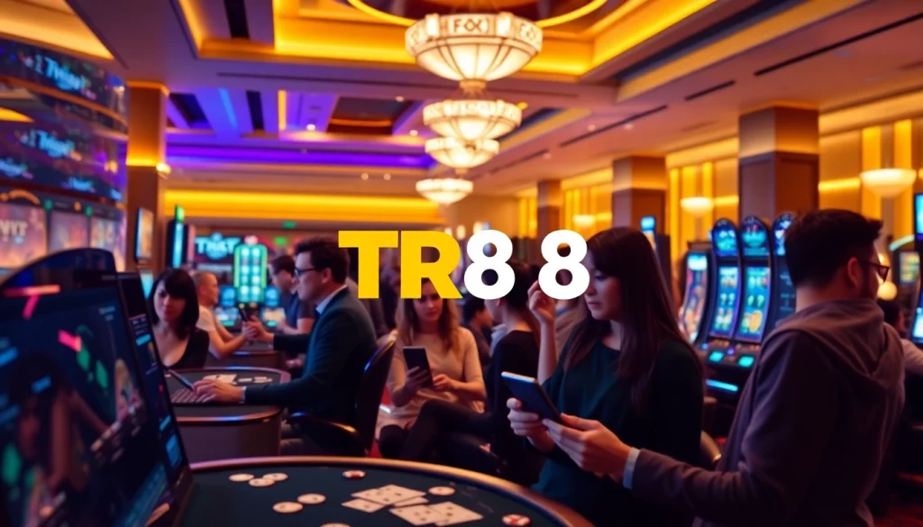 Engaging players enjoying TR88 online gaming experience with vibrant atmosphere.