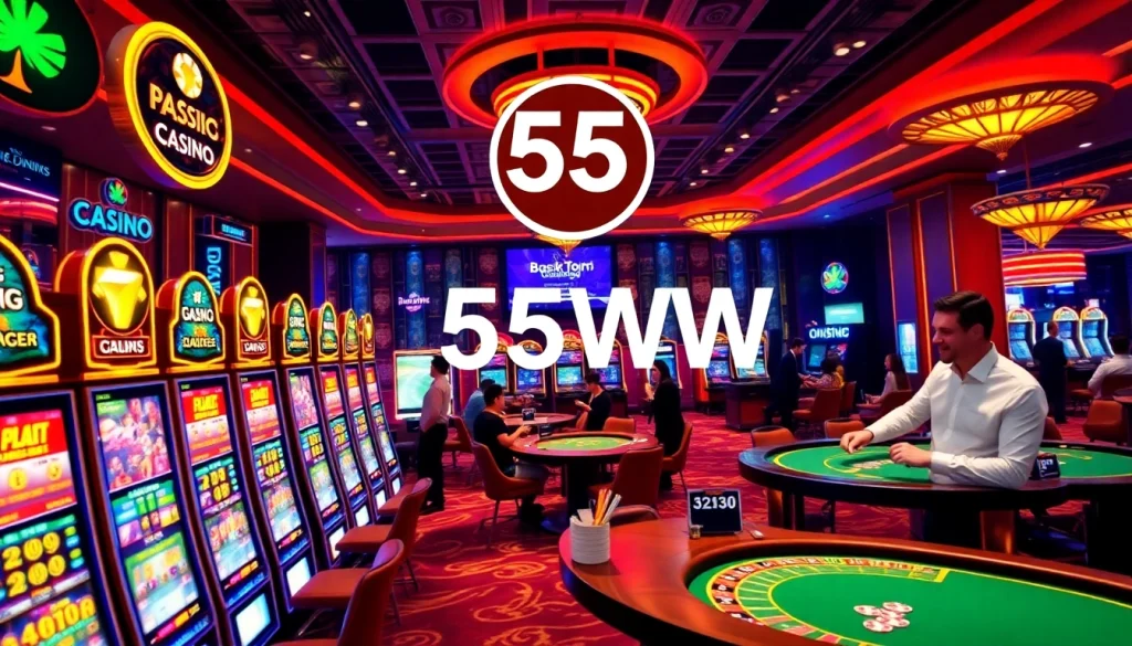 Exciting online casino experience at 55WW with players and live dealers.