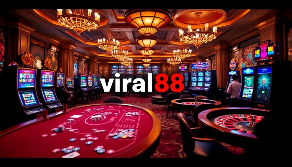 Players engaging with the vibrant viral88 online casino interface surrounded by colorful gambling elements.