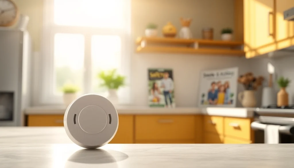 Check the smoke detector battery for safety in a well-lit kitchen environment.