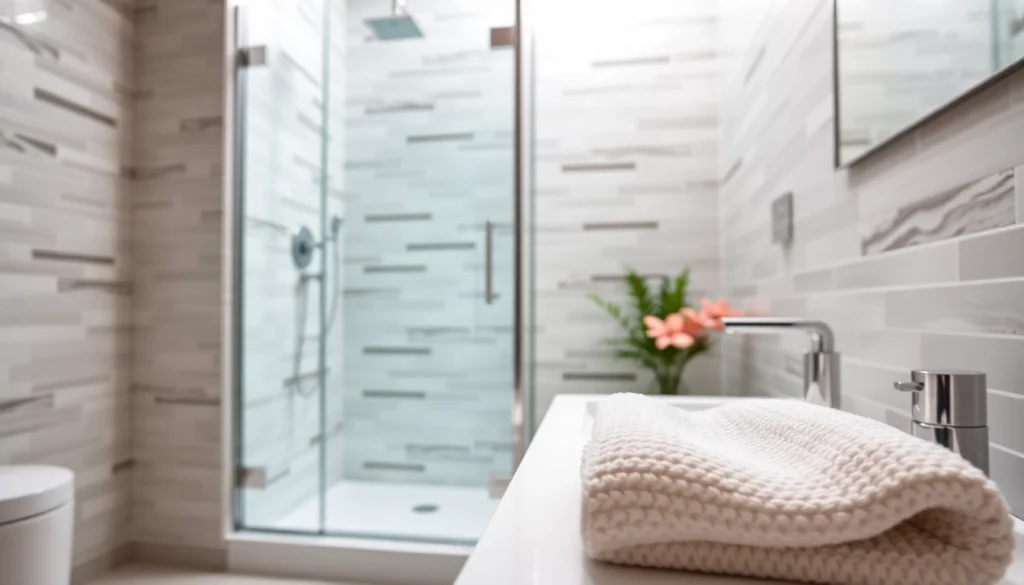 Stylish shower screen door enhancing a modern bathroom ambiance with elegant fixtures.