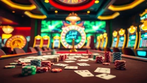 Experience thrilling gameplay at top casinos with link alternatif sbobet, featuring vibrant poker chips and exciting slot machines.